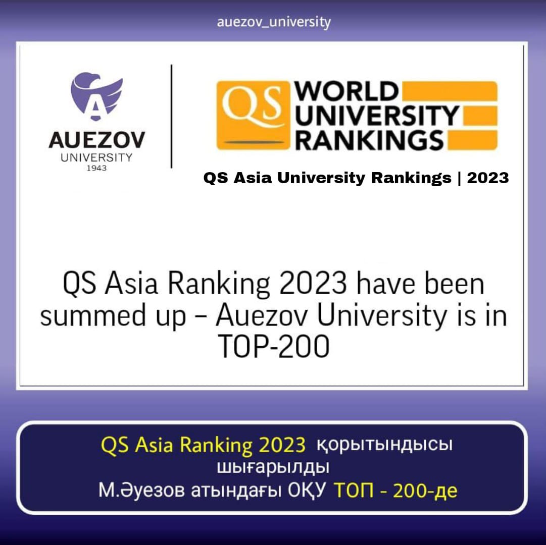 The results of QS Asia Ranking 2023 have been summed up – Auezov University is in TOP-200